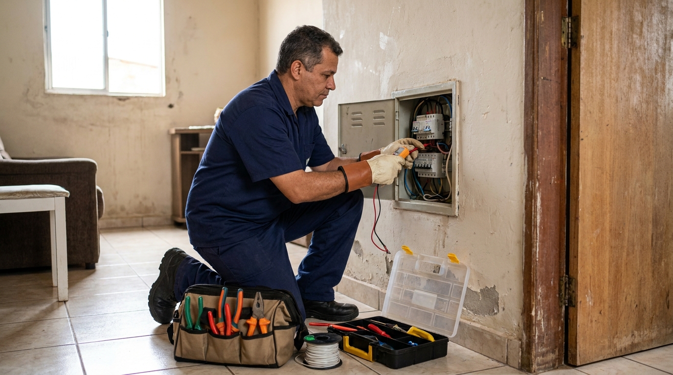 Eletricista com ferramentas em Piracicaba‑SP