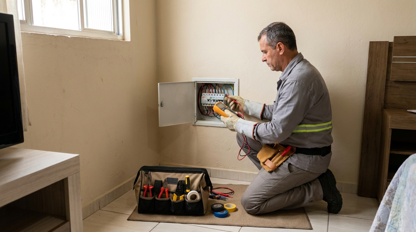 Eletricista trabalhando em Piracicaba‑SP