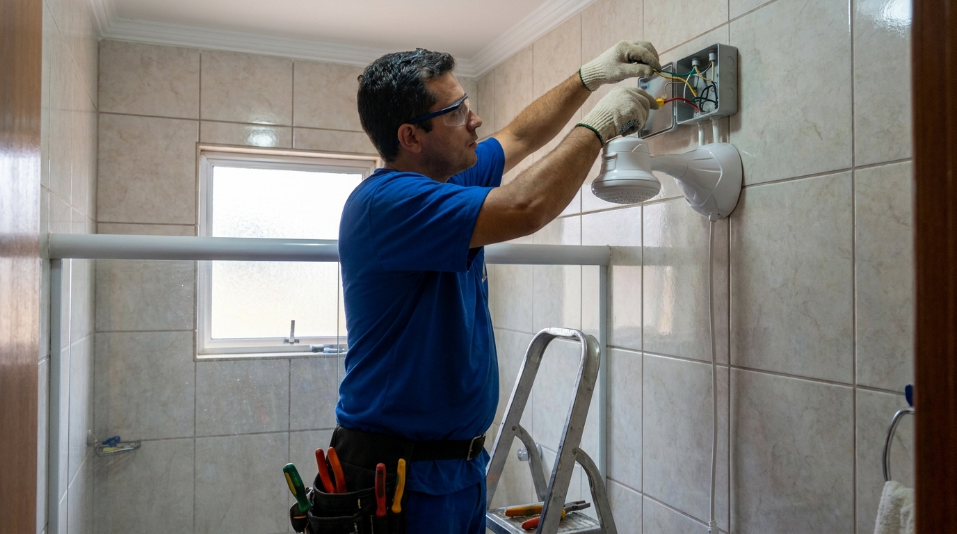 Instalacao de chuveiro eletrico profissional em Piracicaba‑SP